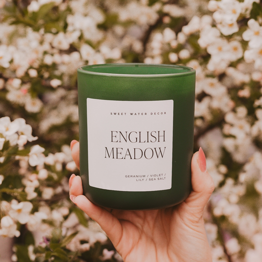 Candle: English Meadow 15 oz Soy Candle, Matte Jar