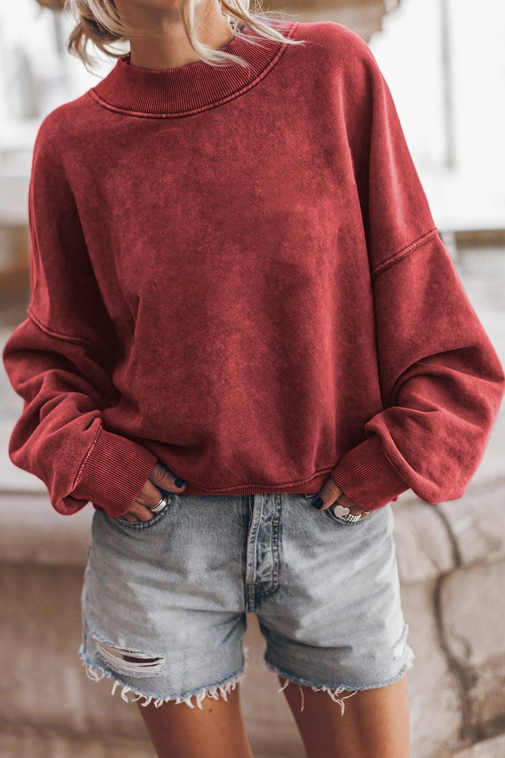 Lovesoft - Customized Drop Shoulder Crew Neck Pullover Sweatshirt: Orange / 75%Polyester+25%Cotton / S