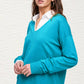 La Miel - JBS3122-V-neck Long Sleeve Lightweight Knit Top Christmas: Apple Green / S