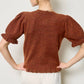 Mimosa - Puff Sleeve Ruffle Hem Knit Cardigan: Ivory / M