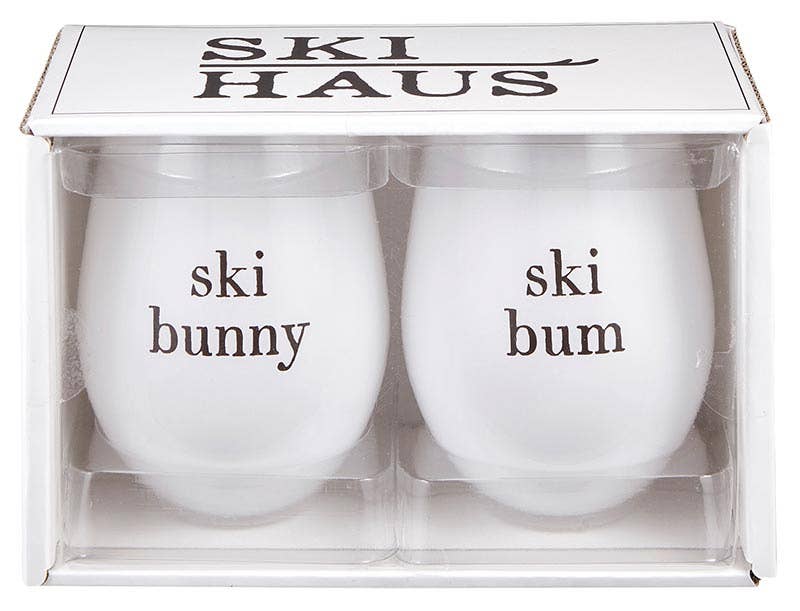 Ski Bunny/Ski Bum Wine Glasses- Set of 2