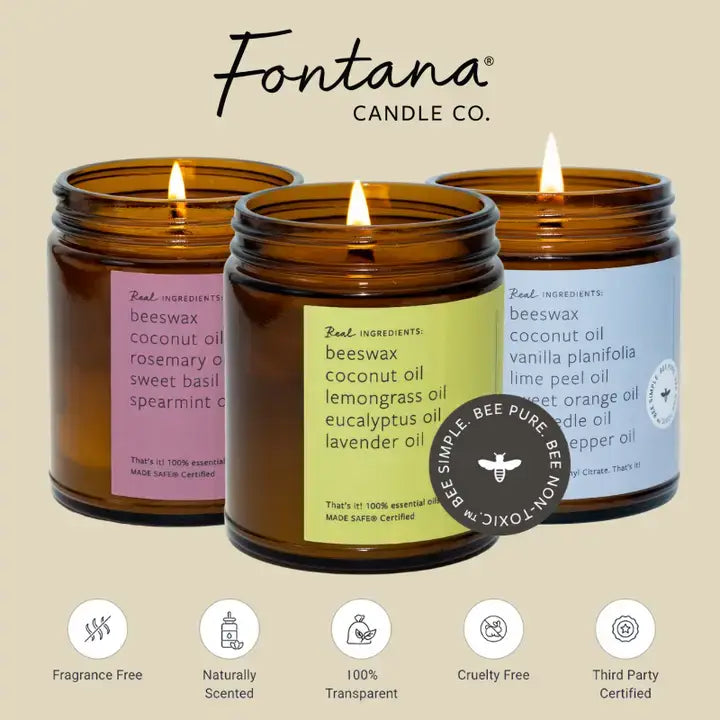 Fontana Candle Co. - Lavender Beeswax & Essential Oil Jar Candle: Non-Toxic