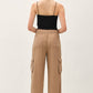 Tencel High Rise Drawstring Wide Leg Cargo Pant: