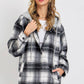 Classic Plaid Hooded Shacket: IVORY/BLACK