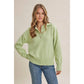 in february - MORNING LIGHT UPLIFTING SOFT PASTEL POLO SWEATER TOP: BUTTER YELLOW / L