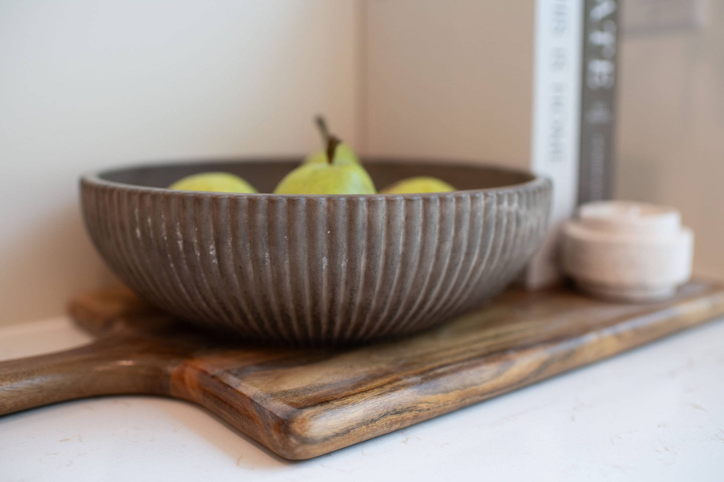Fluted Decorative Bowl  Mocha Stone