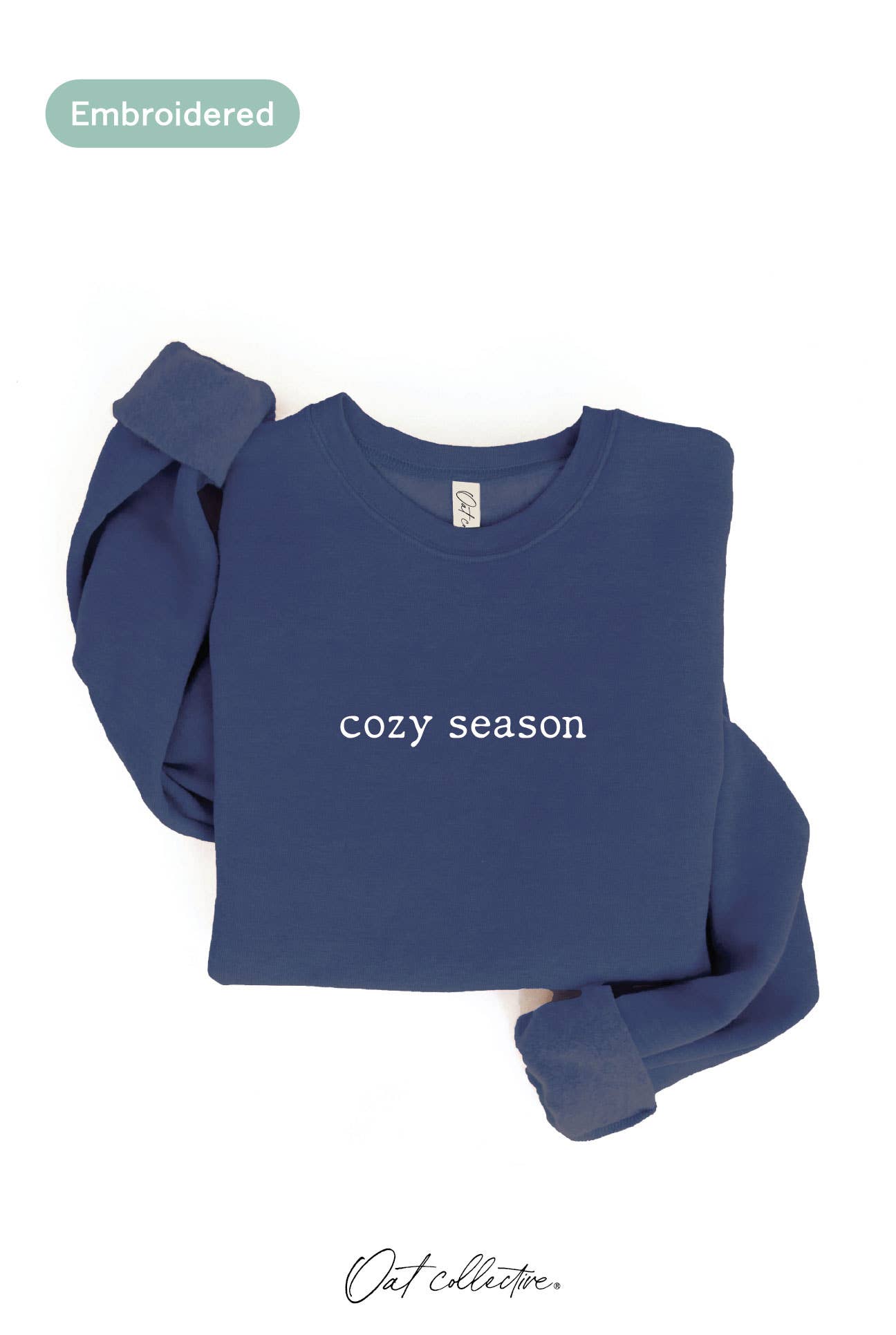 OAT COLLECTIVE - EMBROIDERED COZY SEASON Sweatshirt : VINTAGE WHITE LONG SLEEVE / M