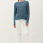 Crew Neck Pullover Sweater w Crochet Detailing: Teal Blue