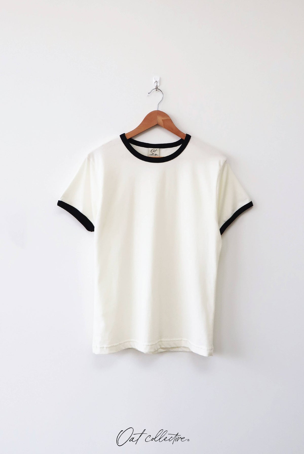 OAT COLLECTIVE - PREMIUM BASIC Ringer top: NATURAL/GREEN / L