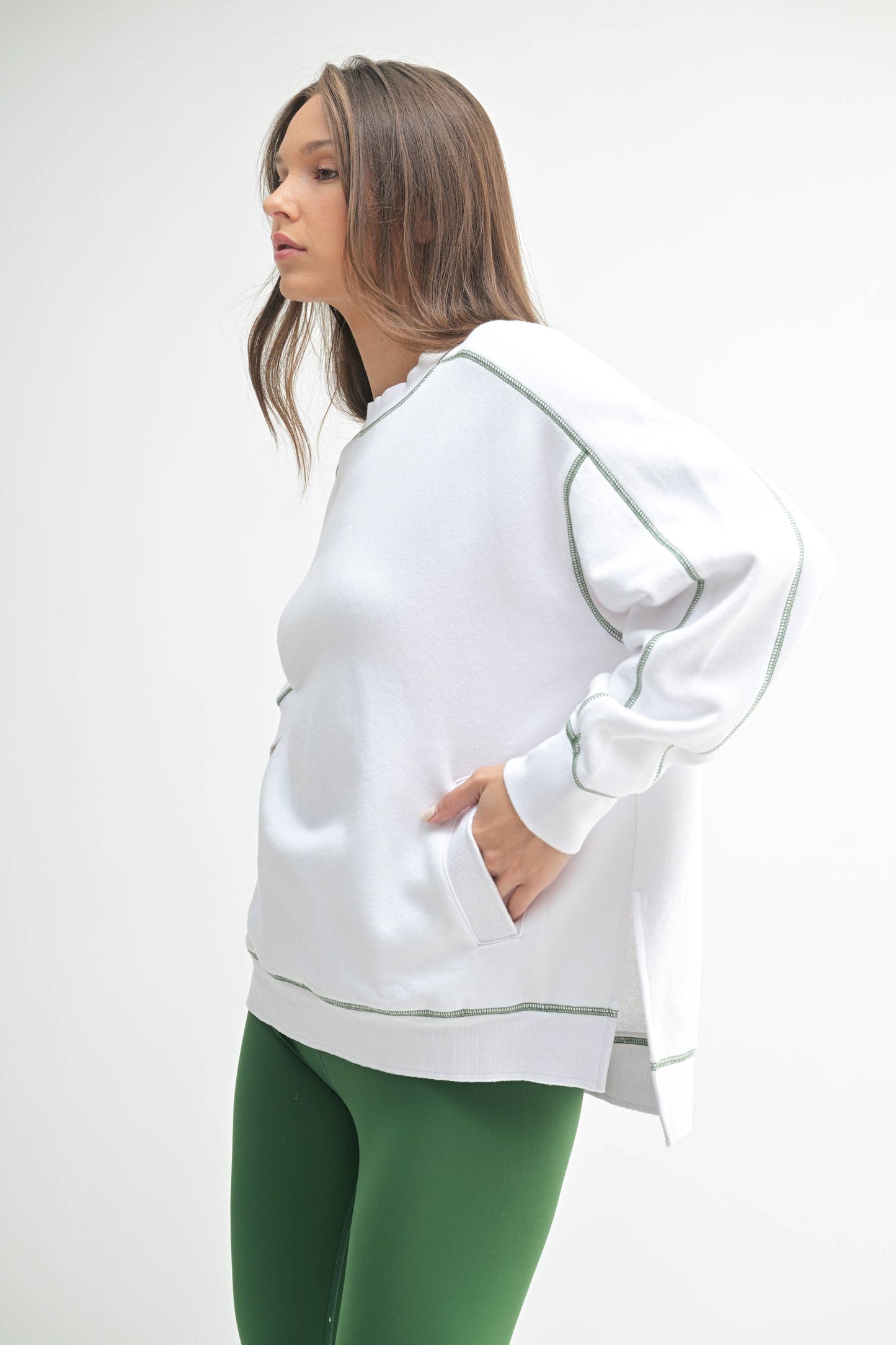 Vintage Stitch Cotton Sweatshirt: WHITE/WATERMELON