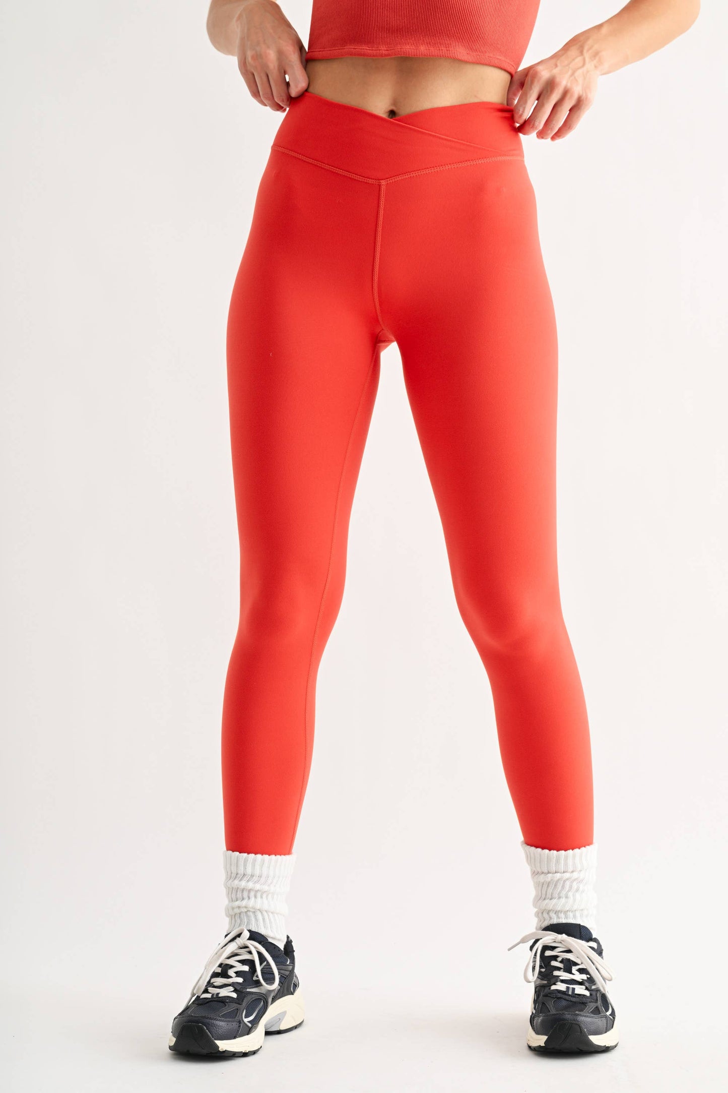 Mono B - Venice Crossover Waist Leggings: DEEP FOREST / S:M:L (2:2:2)