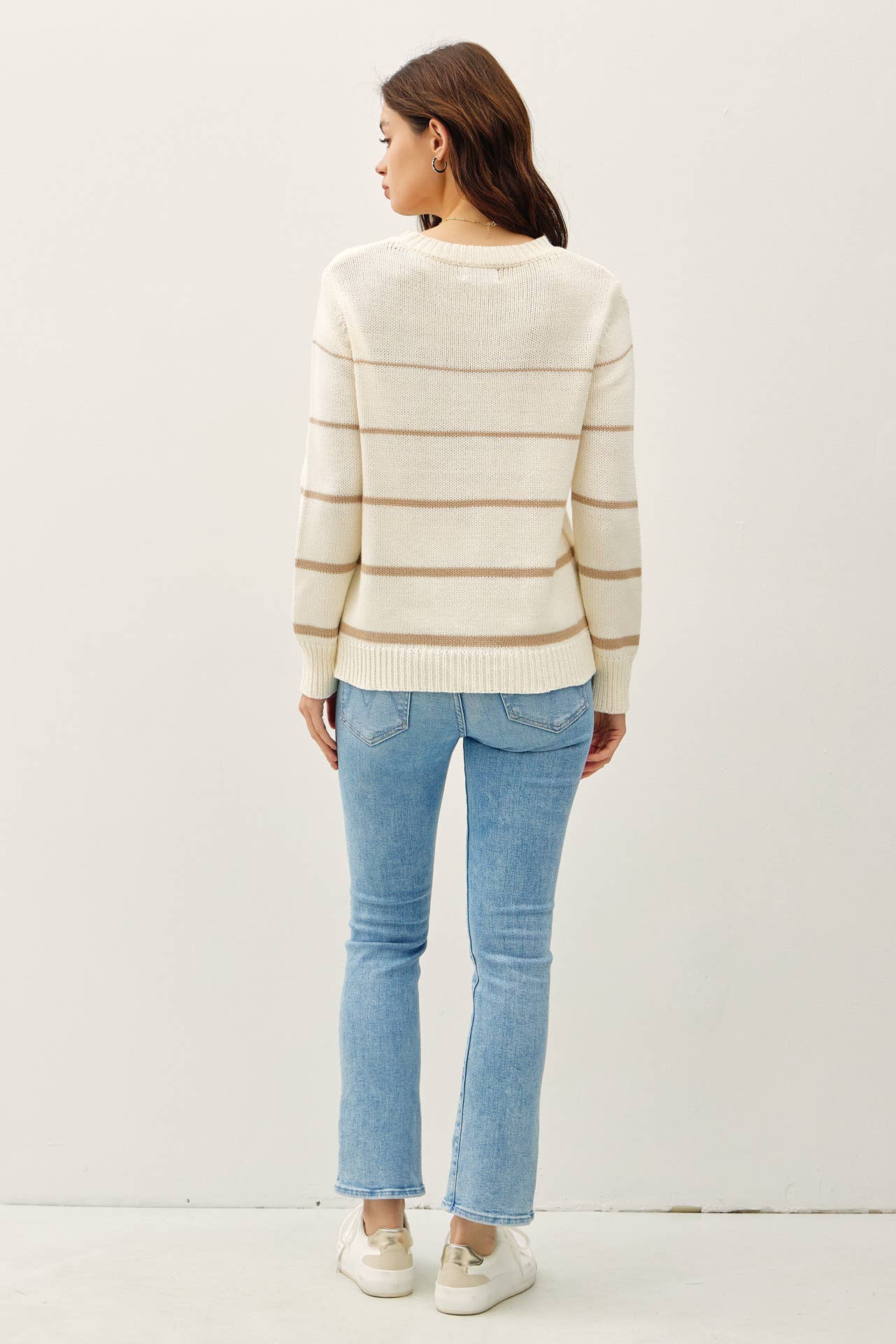 Gradient Width Stripe Sweater: Ivory