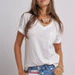 Urban Daizy - Rolled Sleeve V-Neck Pocket Tee: IVORY / S-2/M-2/L-2
