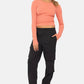 Seamless Ribbed Long Sleeve Top: BLACK