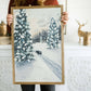 The Cottage After a Snowfall | Fine Art: Light Brown Frame / 16 inches x 24 inches