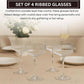 The Wine Savant /  Khen Glassware - Vintage 4 Pcs Ribbed Coupe Glasses, 11 oz 100% Crystal Coupe