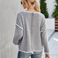 Casual Crew Neck Pullover Long Sleeve Sweater: KHAKI