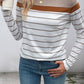 NINEXIS - CWTBLL4033_VINTAGE CASUAL STRIPED LONG SLEEVE TEE: KHAKI / (M) 1