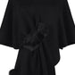 NINEXIS - CWOCAS0052_SOLID COLOR WOOL BALL CAPE KNITTED SHAWL: BLACK / (OS) 1