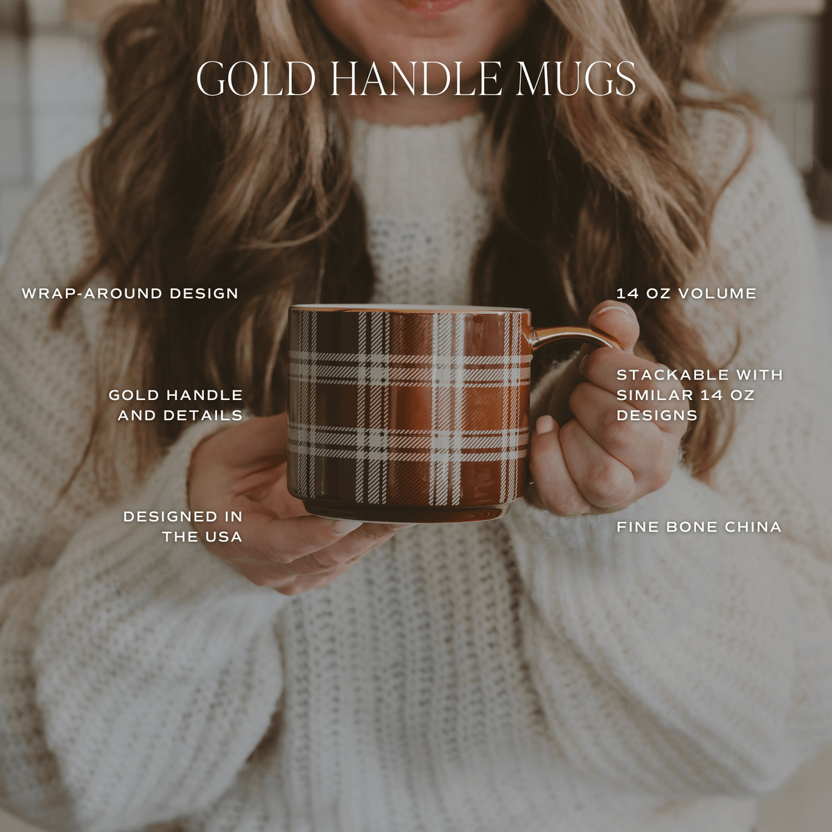 Mug: Orange Navy Plaid Coffee Mug