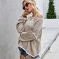 Casual Crew Neck Pullover Long Sleeve Sweater: GREY