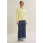 in february - MORNING LIGHT UPLIFTING SOFT PASTEL POLO SWEATER TOP: BUTTER YELLOW / M