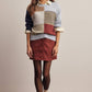 Forte - Colorblock Mixed Stripe Knit Sweater FSW0099: Blue Multi / Contemporary / M