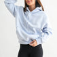Cotton Blend Drop Shoulder Hoodie: HALOGEN BLUE