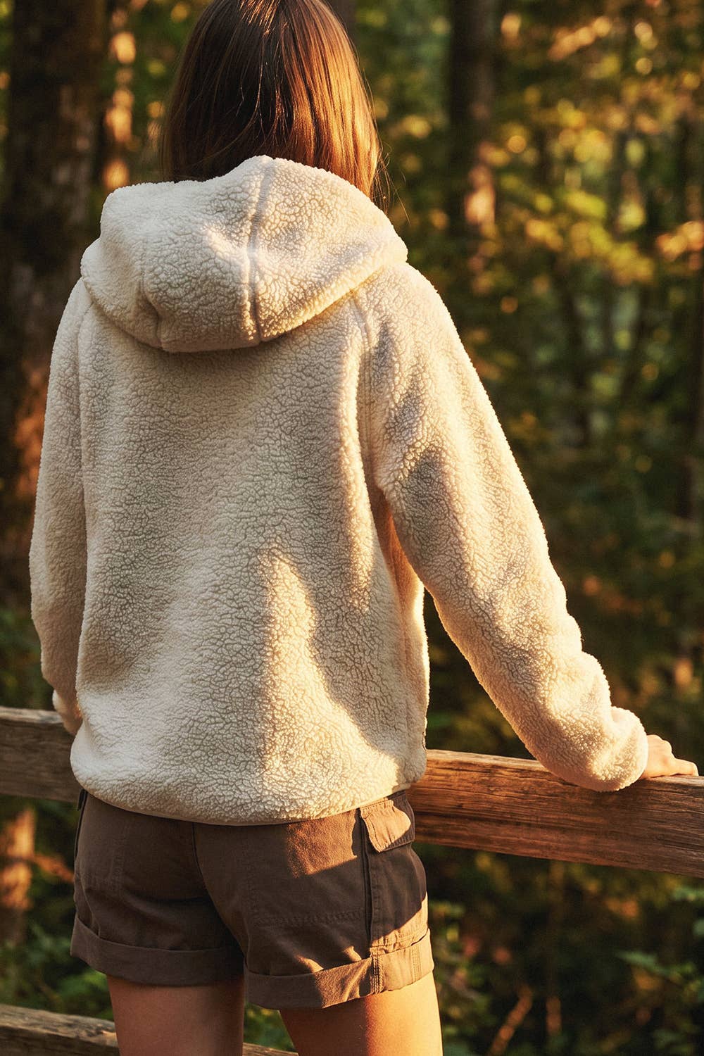 Bluivy - SOFT SHERPA FLEECE ZIPPER FRONT HOODIE JACKET: WINE / M