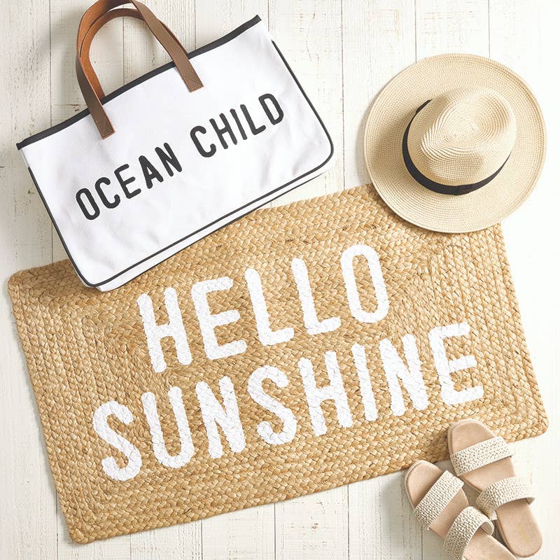 Jute Doormat - HELLO SUNSHINE: 34" L x 20" W