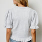 Mimosa - Puff Sleeve Ruffle Hem Knit Cardigan: Ivory / M