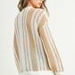 Drop Shoulder Striped Pattern Sweater: IVORY / NAVY