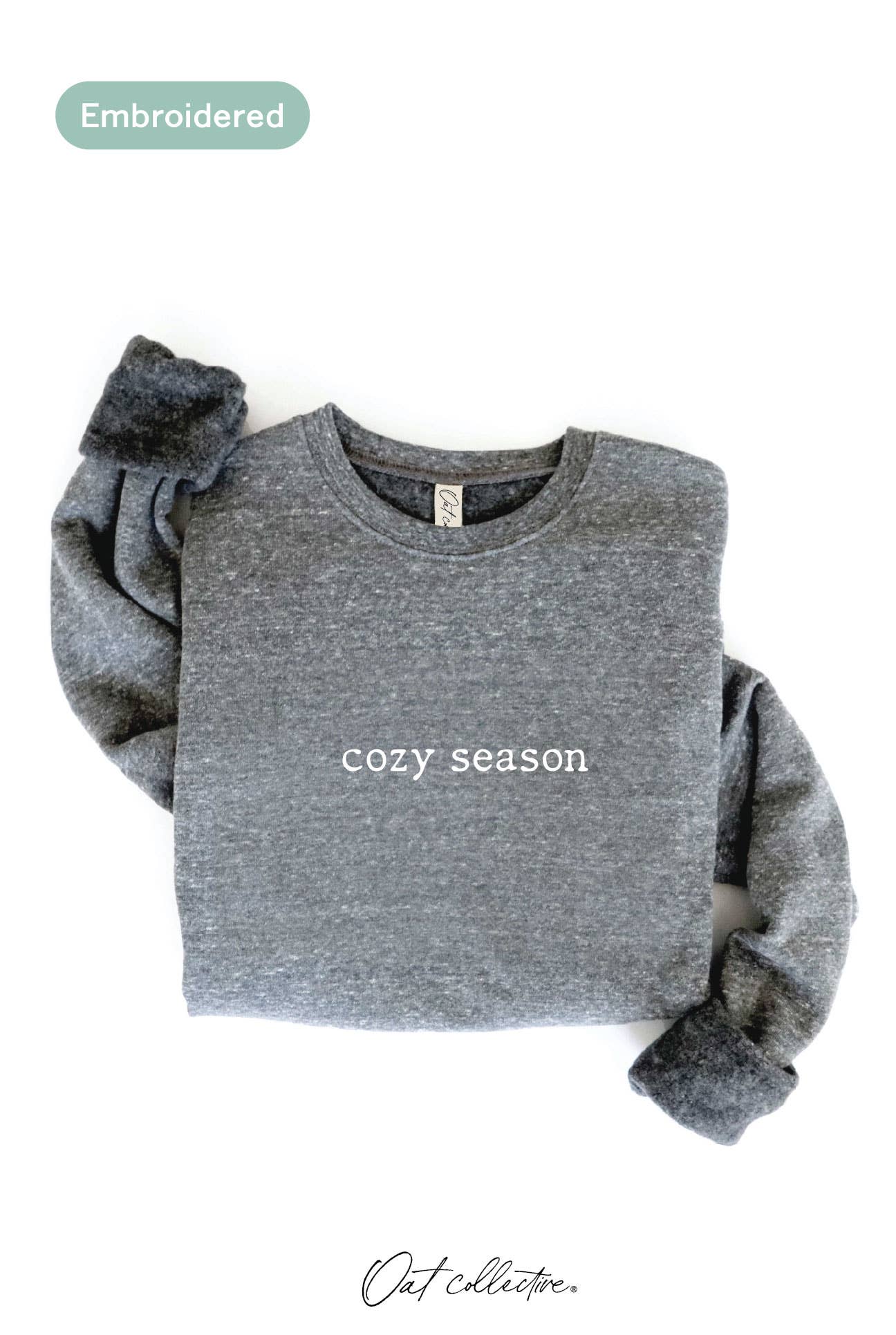 OAT COLLECTIVE - EMBROIDERED COZY SEASON Sweatshirt : VINTAGE WHITE LONG SLEEVE / M