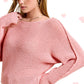 La Miel - JDS3608-Boat Neck Off Shoulder Dolman Sleeve Sweater Fall: Denim / M