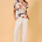 Sunday Edition by LE LIS - ROUND NECK SHORT SLEEVE TOP: MULTI ABSTRACT / L