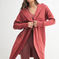 Open Front Longline Hoodie Cardigan: NATURAL