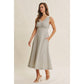 in february - SOFT-GLOW COTTON BLEND LUREX STRIPE FIT AND FLARE MIDI DRESS: RED / L