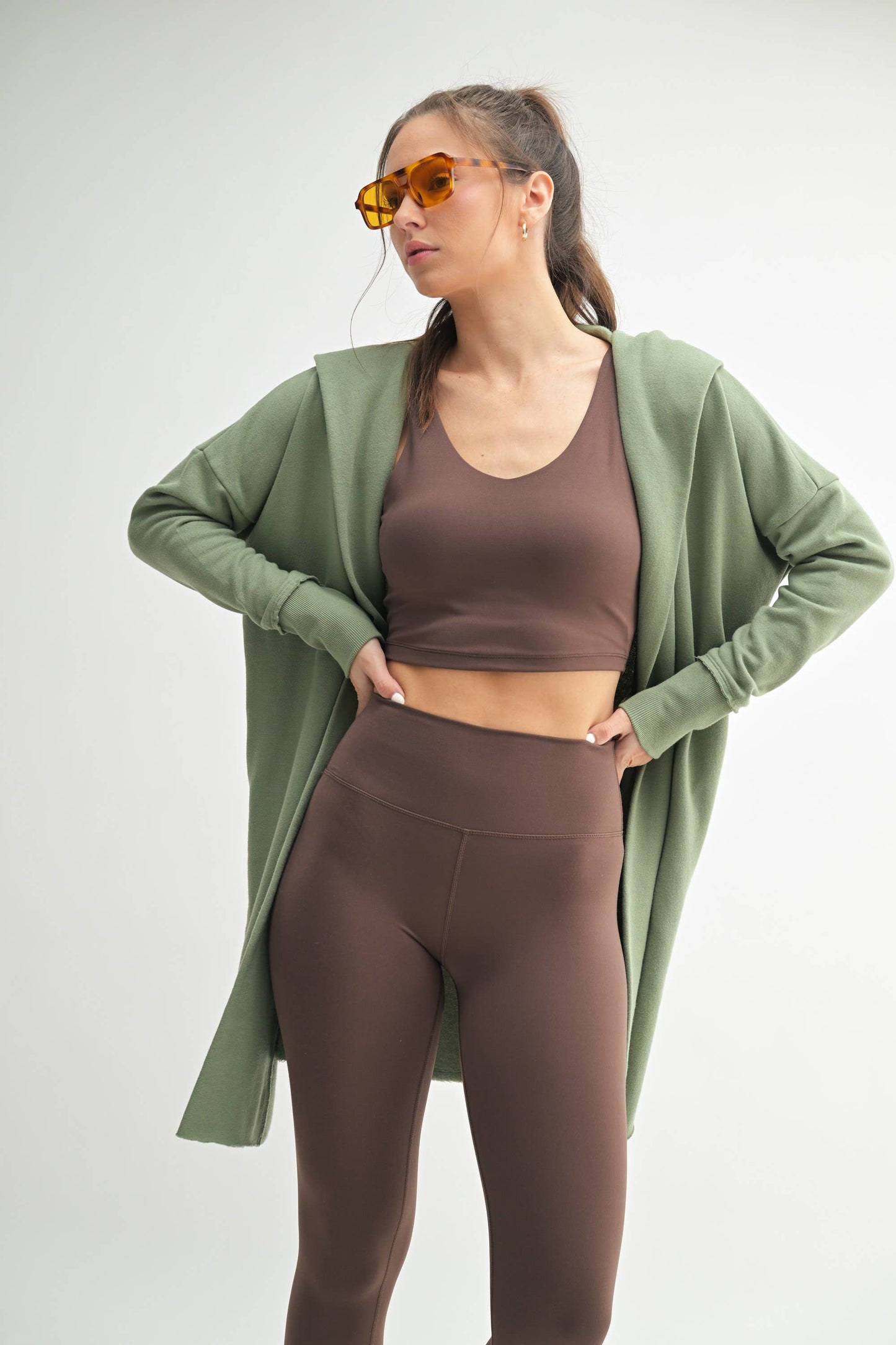 Open Front Longline Hoodie Cardigan: NEW ORCHID