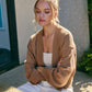 in february - EVERYDAY ESEENTIAL EASY LAYERING BALLOON SLV WAFFLE CARDIGAN: ROSEWOOD / M