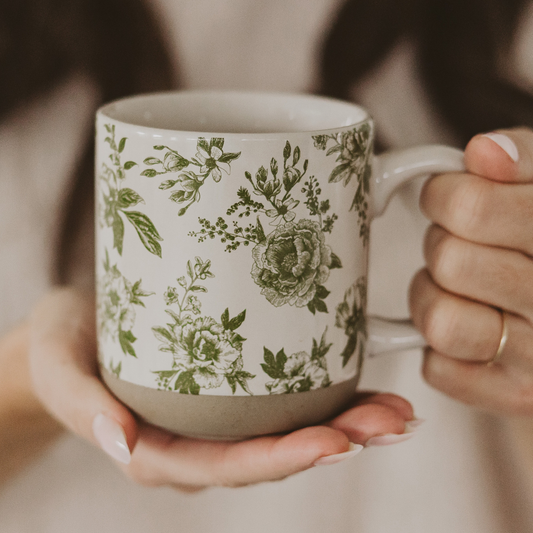 Mug: Green Delft Stoneware Coffee Mug