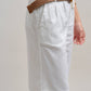 Linen Blend Belted Bermuda Shorts: WHITE