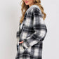 Classic Plaid Hooded Shacket: IVORY/BLACK