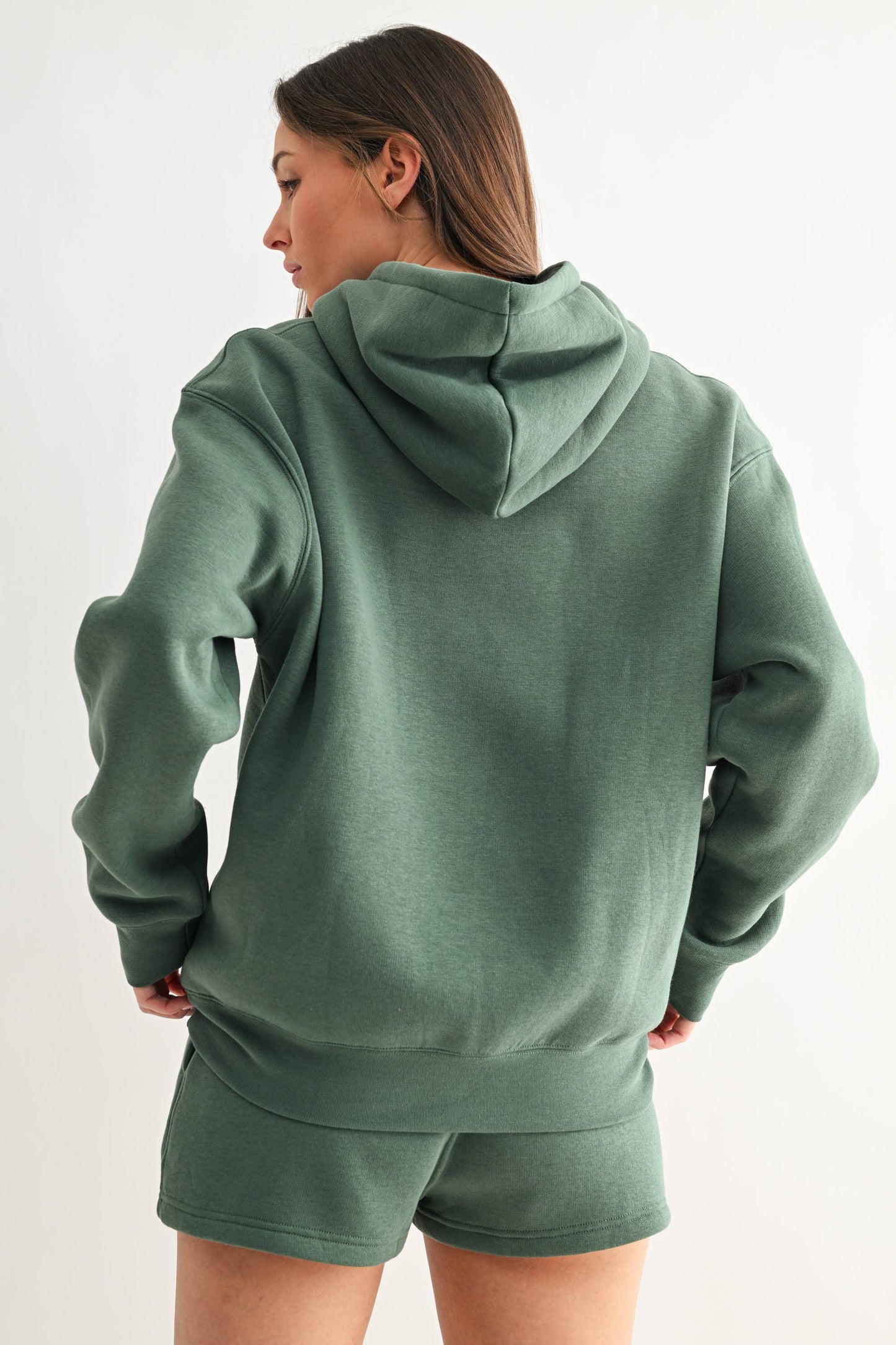 Cotton Blend Drop Shoulder Hoodie: HALOGEN BLUE