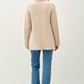 Textured Notched Collar Faux Double-Breasted Coat: Blush Beige