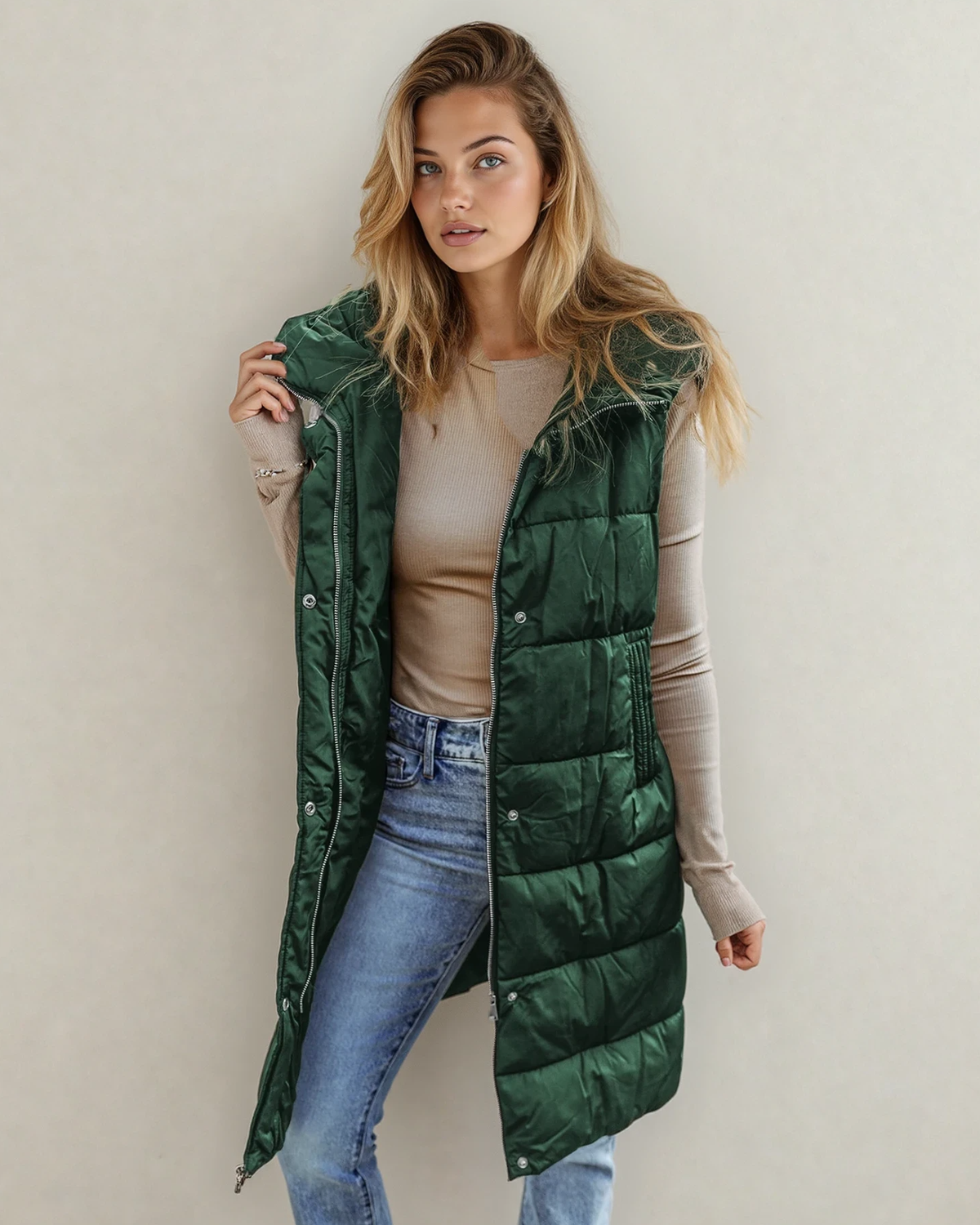 Indie & Co. | Women's Apparel - Monroe Vest - Green: Green / Shell:100%Polyamide+Lining:100%Polyester+Filling:100%Polyester / XL