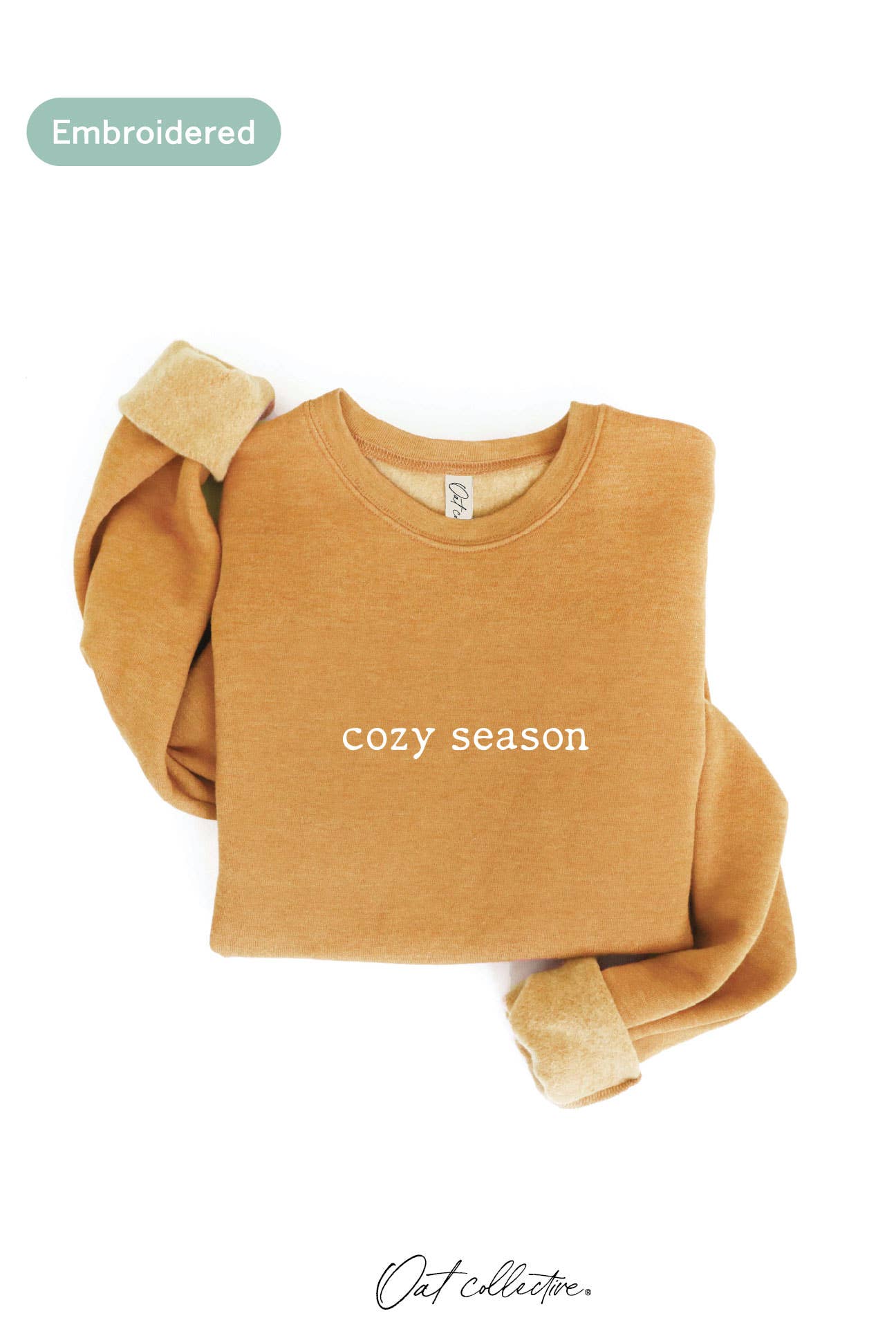 OAT COLLECTIVE - EMBROIDERED COZY SEASON Sweatshirt : VINTAGE WHITE LONG SLEEVE / M