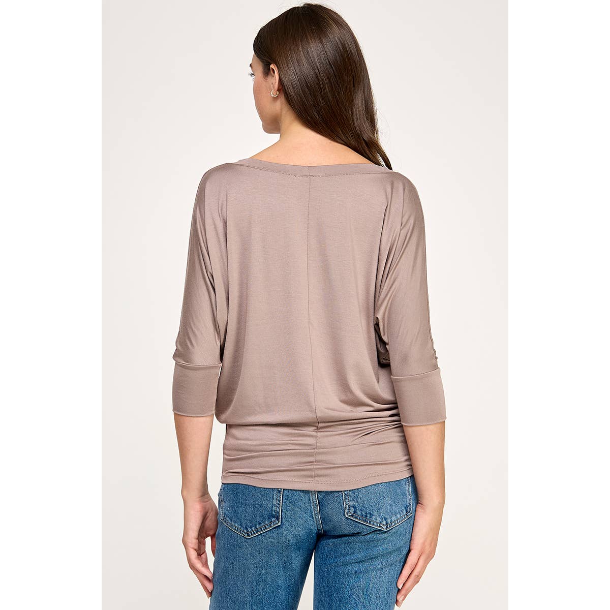 Heimious - 3/4 Dolman Sleeve Round neck Modal Jersey  Top, 2503: White / M