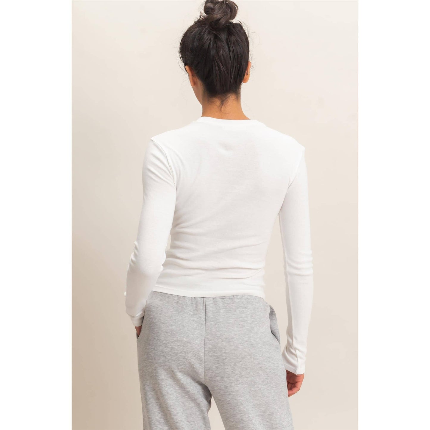 HYFVE - Crew Neck Long Sleeve Top: DARK BROWN / S-M-L(2-2-2)