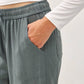 Tencel High Rise Drawstring Wide Leg Cargo Pant: