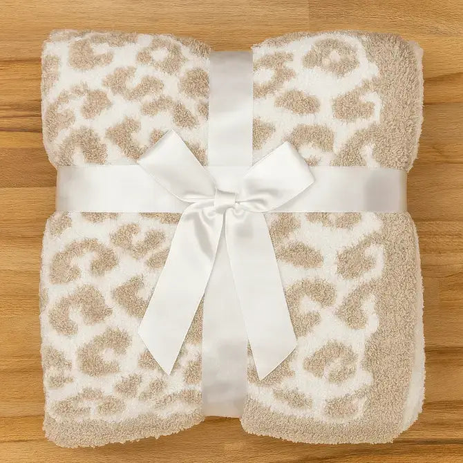 Fennco Styles - Leopard Pattern Ultra-Soft 50x60 Inch Throw Blanket: Beige
